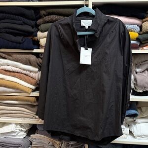 Black Oversized Popover Shirt
